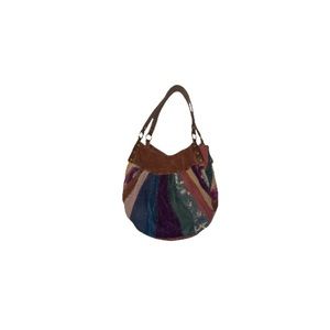 Lucky Brand Multicoloured Boho Leather and Textile Patchwork Hobo Purse